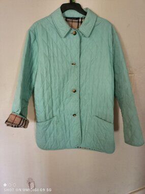 Turquoise Burberry Quilted Jacket